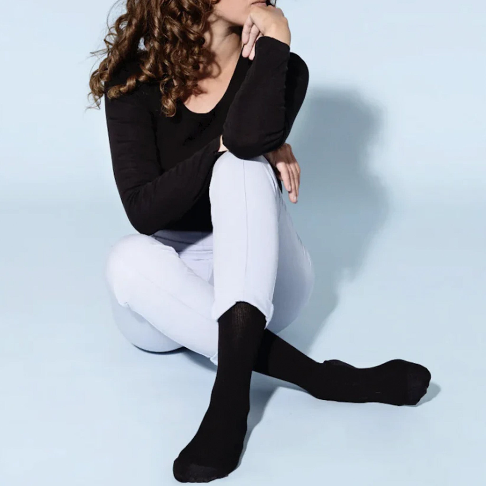 Support socks cotton black for swollen and tired legs 5-pack