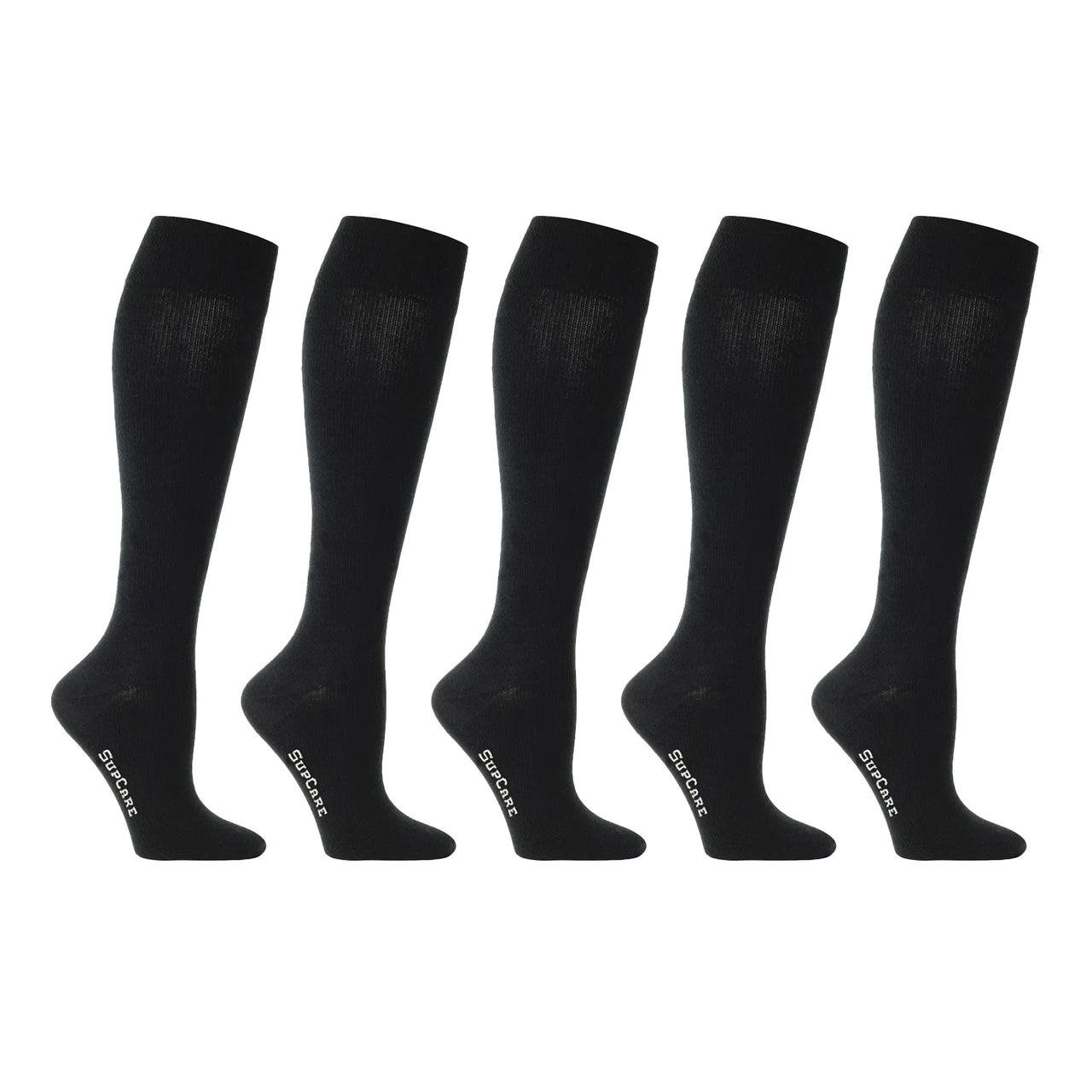 Support socks cotton black for swollen and tired legs 5–pack