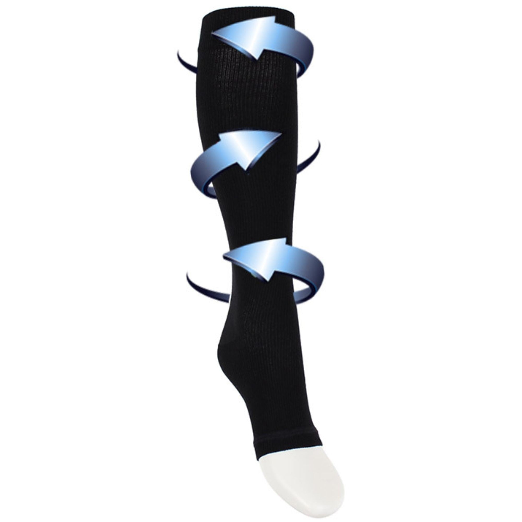 Compression socks with open toe black for swollen and tired legs 5-pack