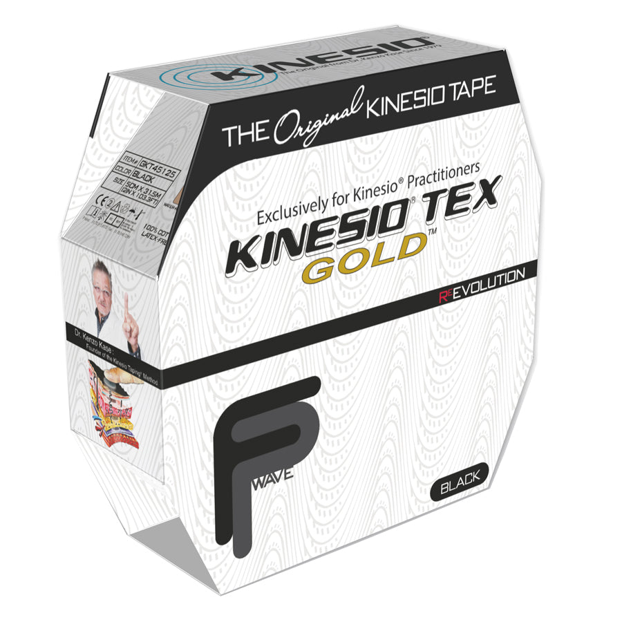 Kinesio tape Kinesio Tex Gold FP 31.5 meters black for sports injuries and muscle support