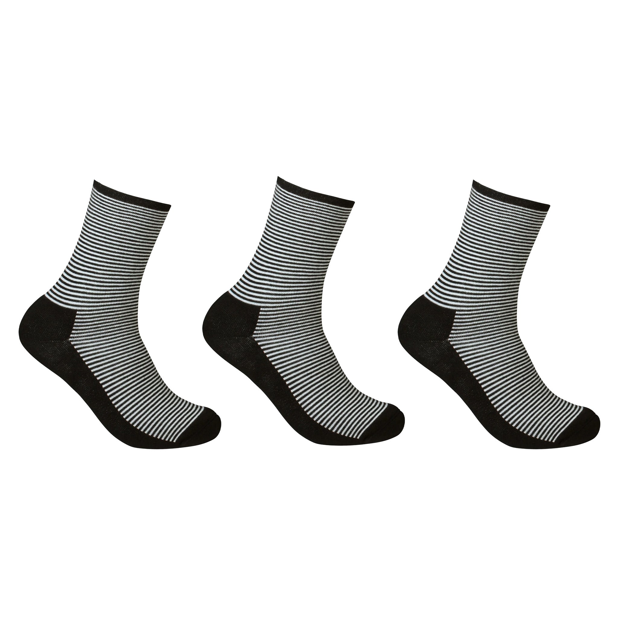 Striped socks with soft terry sole for sensitive feet and diabetics 3-pack