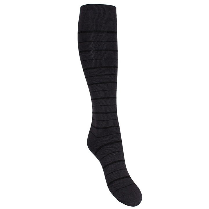 Support socks with grey and black stripes for swollen and tired legs