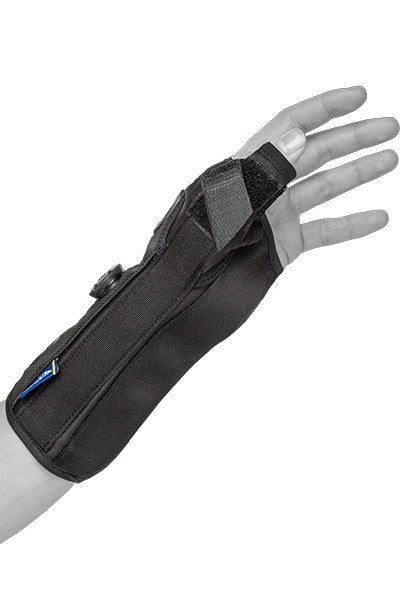 Wrist support with thumb rest and BOA system for precise fit