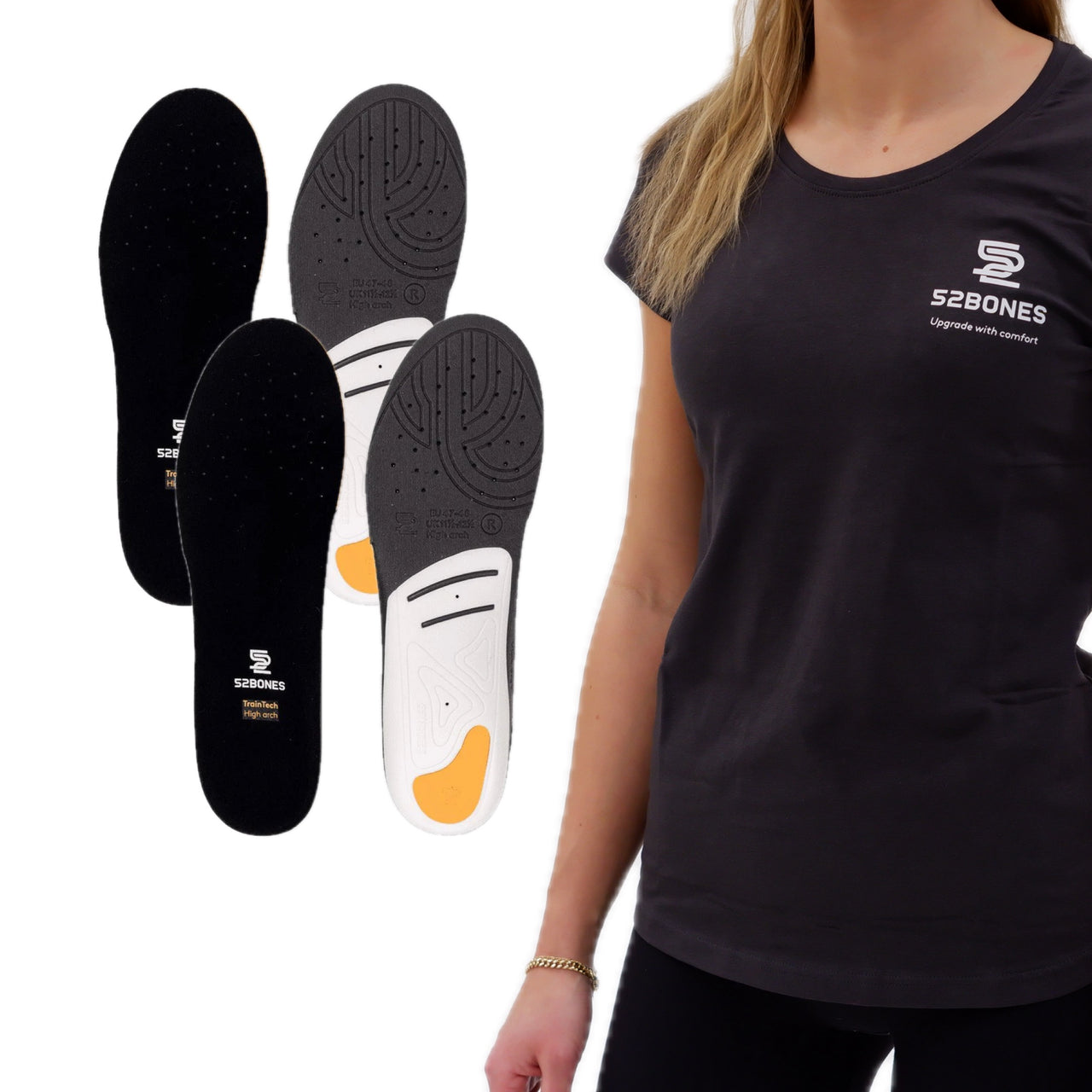 2-pack TrainTech sports insoles for running and training, with a training shirt included