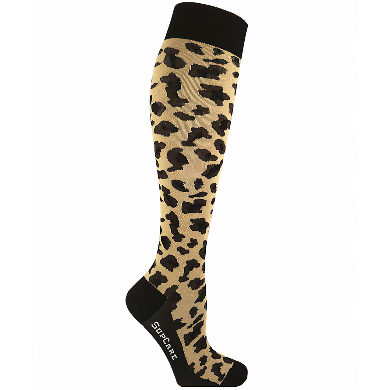 Leopard print support socks for swollen and tired legs