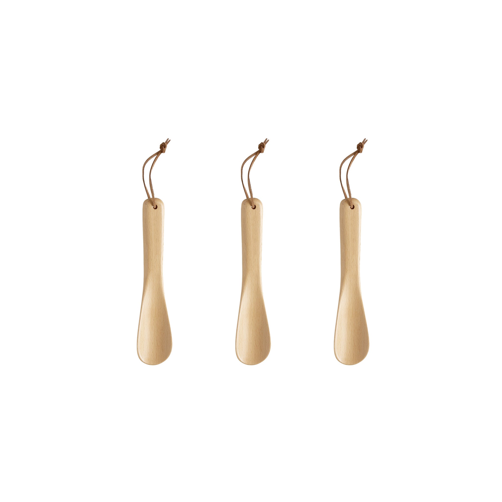 Wooden shoehorn 19 cm 3-pack