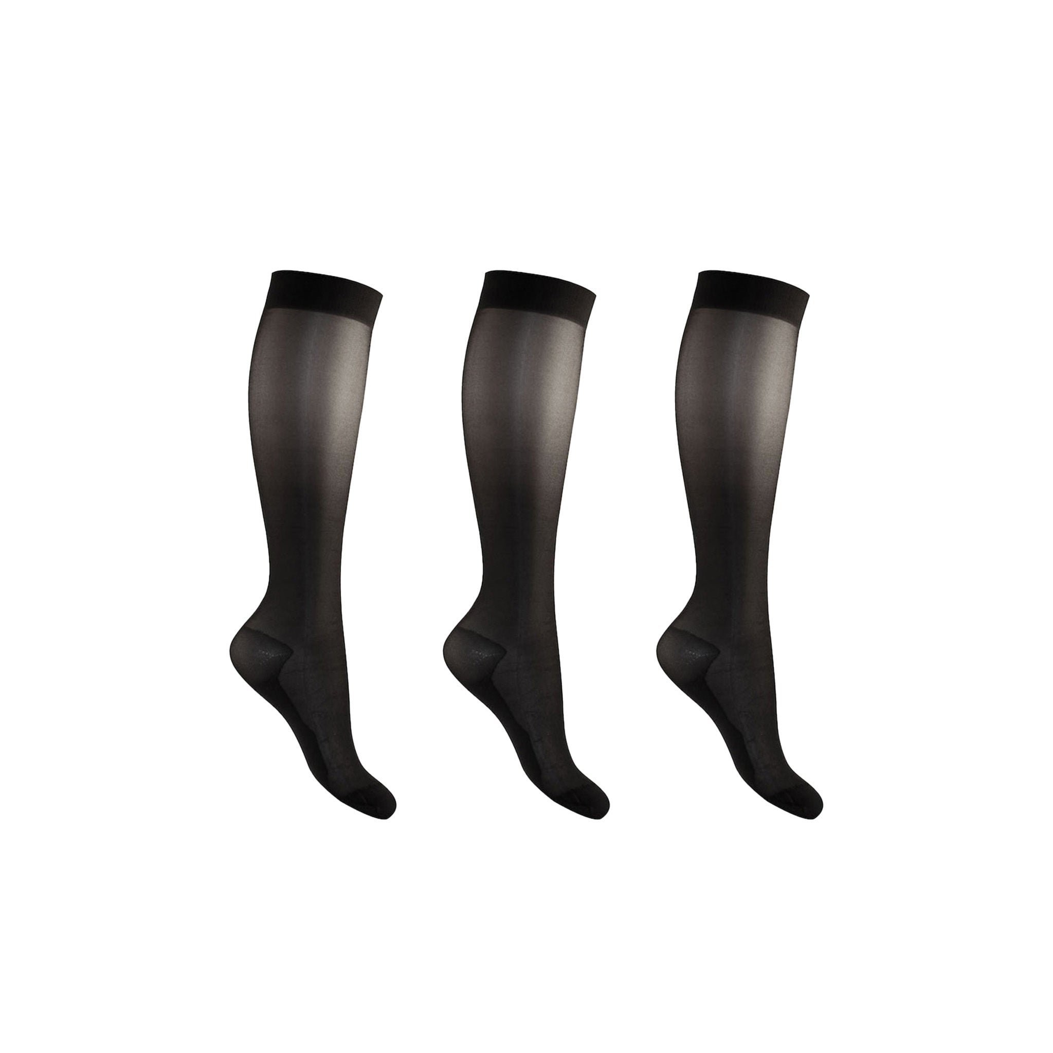 Support stockings extra thin black for swollen and tired legs 3–pack