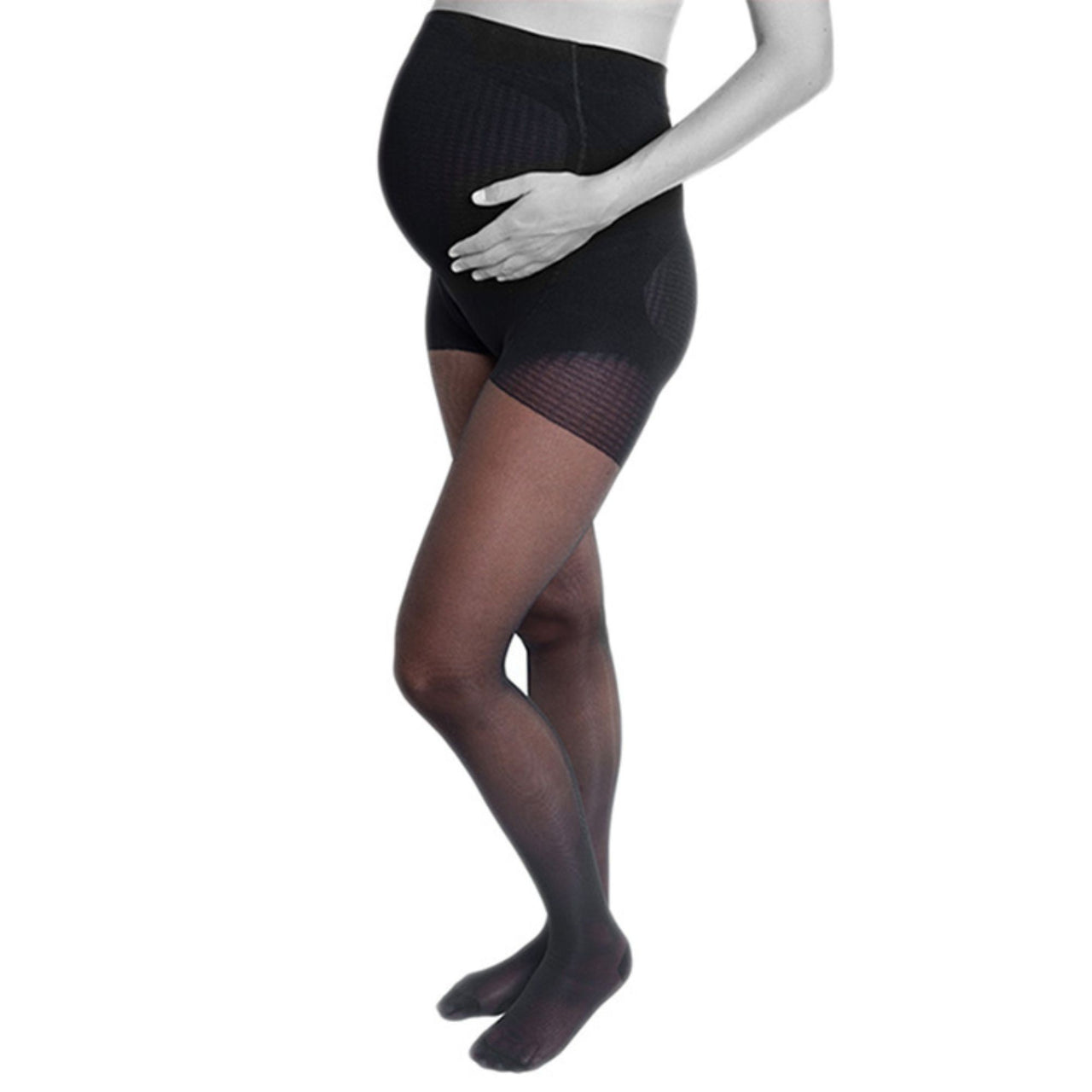 Support tights for pregnant women, black, for reduced swelling and firmer legs