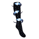 Support socks navy floral pattern for swollen and tired legs
