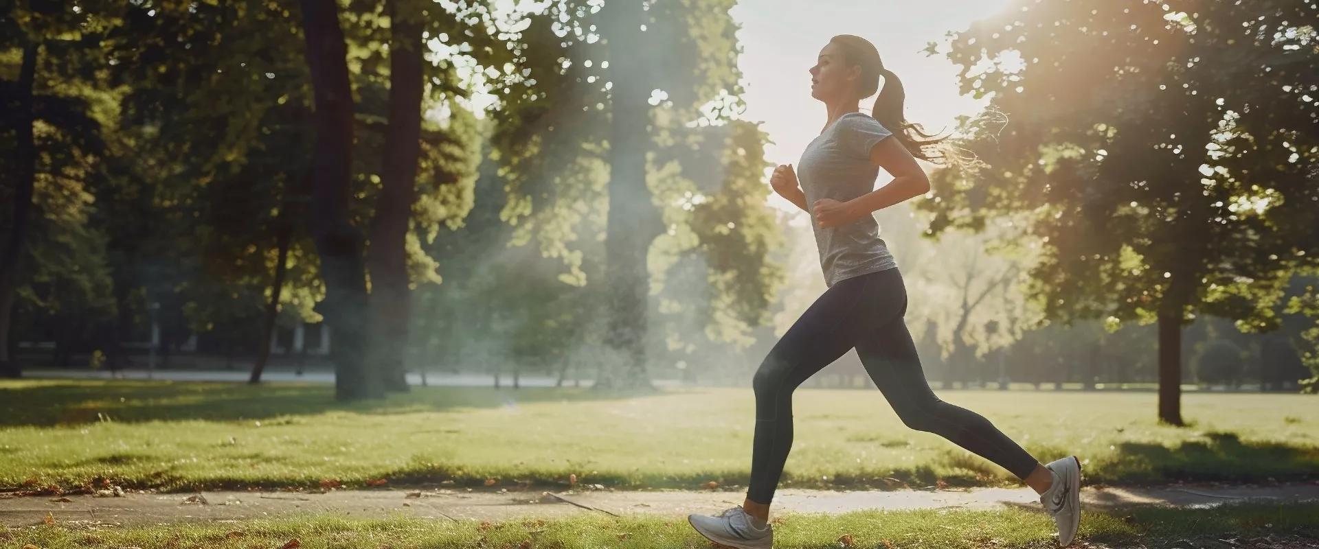 Kvinde jogger i solen Kvinde jogger i solen
